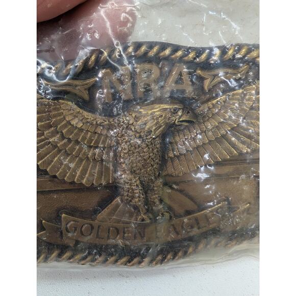 Vintage NRA Golden Eagle Belt Buckle Brass USA Patriotic Eagle Emblem 981198 New - Picture 2 of 12